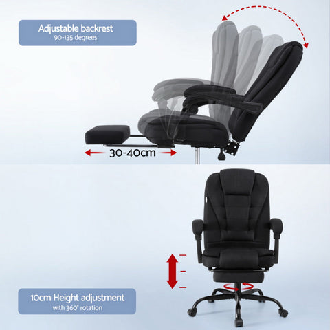 Artiss Office Chair Executive Fabric Seat Racing Computer Desk Chairs Footrest Chez Guru