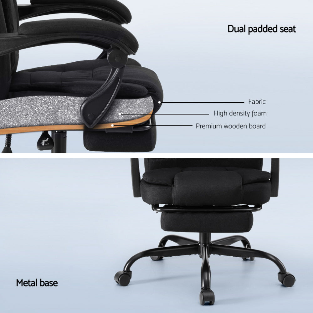 Artiss Office Chair Executive Fabric Seat Racing Computer Desk Chairs Footrest Chez Guru