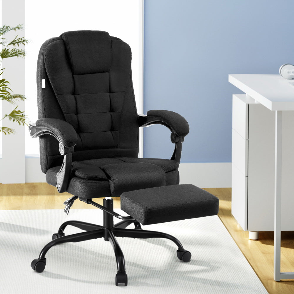 Artiss Office Chair Executive Fabric Seat Racing Computer Desk Chairs Footrest Chez Guru
