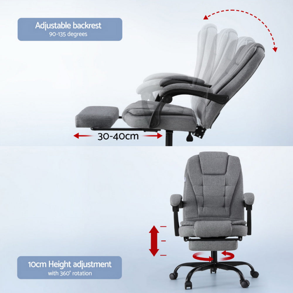 Artiss Office Chair Executive Fabric Seat Racing Computer Desk Chairs Footrest Chez Guru