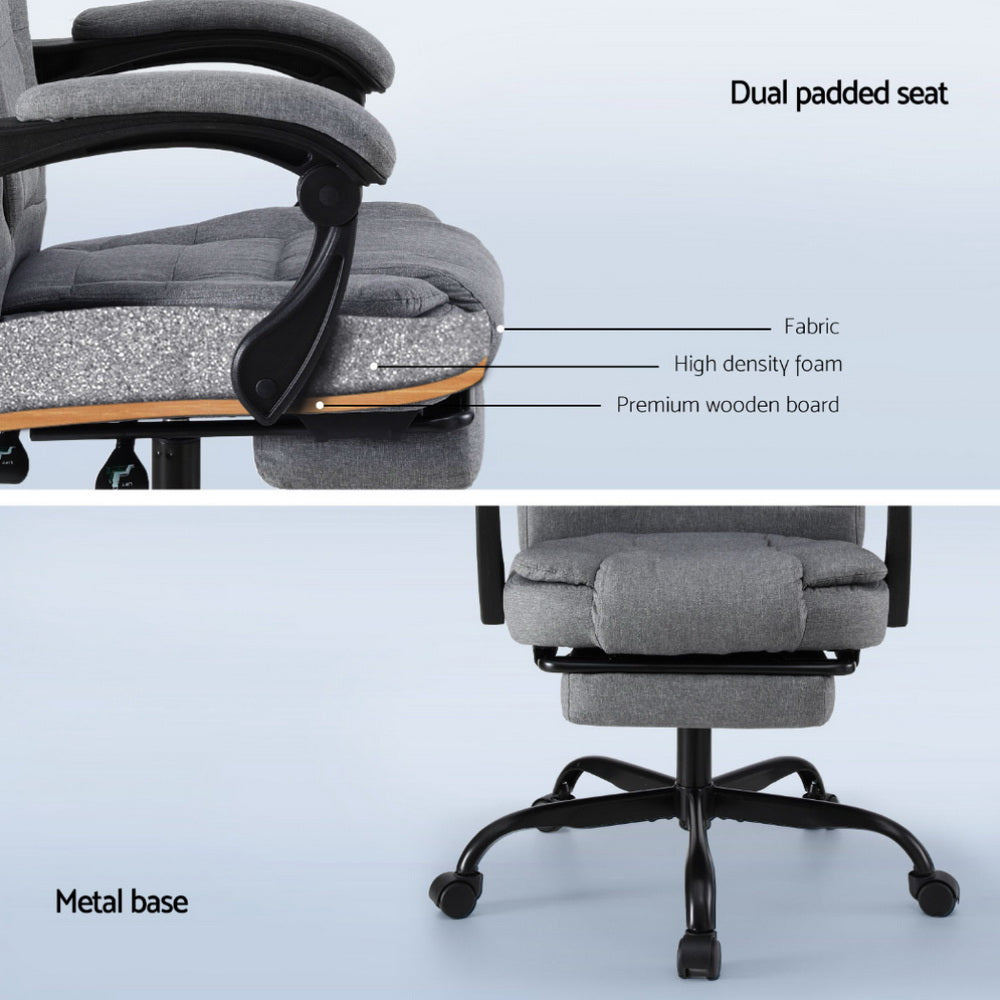 Artiss Office Chair Executive Fabric Seat Racing Computer Desk Chairs Footrest Chez Guru