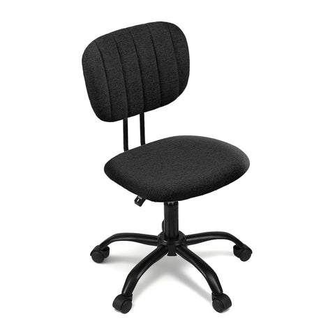 Artiss Armless Office Chair with Wheels, Ergonomic 360° Swivel Home Office Desk Chair, Height Adjustable Computer Task Chair with Fabric Back and Seat for Small Space, Black
