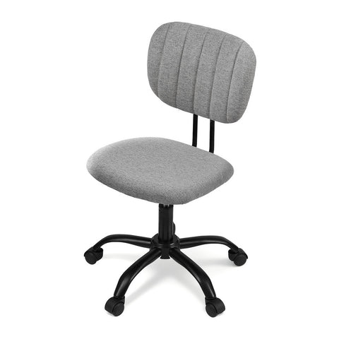 Artiss Armless Office Chair with Wheels, Ergonomic 360° Swivel Home Office Desk Chair, Height Adjustable Computer Task Chair with Fabric Back and Seat for Small Space, Grey