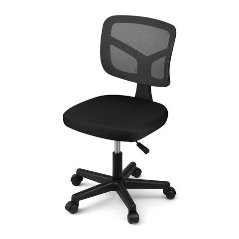 Artiss Armless Office Chair with Wheels, Ergonomic 360° Swivel Home Office Desk Chair, Height Adjustable Computer Task Chair with Fabric Back and Seat for Small Space, Black