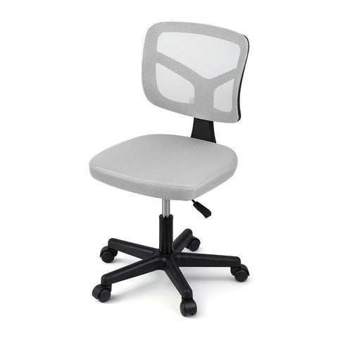 Artiss Armless Office Chair with Wheels, Ergonomic 360° Swivel Home Office Desk Chair, Height Adjustable Computer Task Chair with Fabric Back and Seat for Small Space, Grey