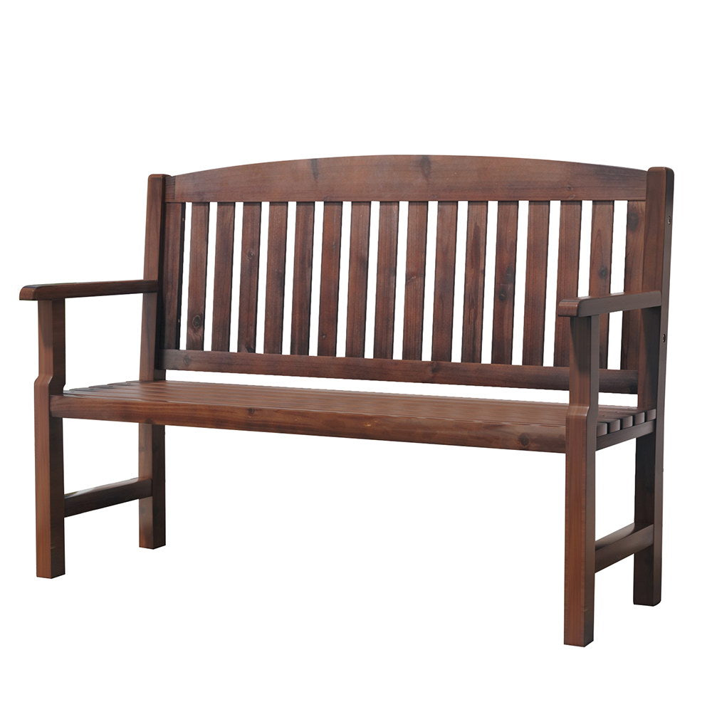 Gardeon Outdoor Garden Bench Wooden 2 Seater Lounge Chair Patio Furniture Brown Chez Guru