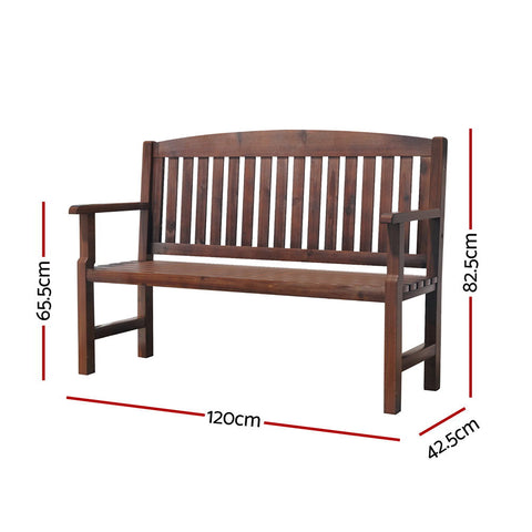 Gardeon Outdoor Garden Bench Wooden 2 Seater Lounge Chair Patio Furniture Brown Chez Guru