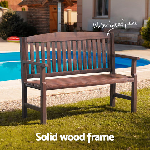 Gardeon Outdoor Garden Bench Wooden 2 Seater Lounge Chair Patio Furniture Brown Chez Guru