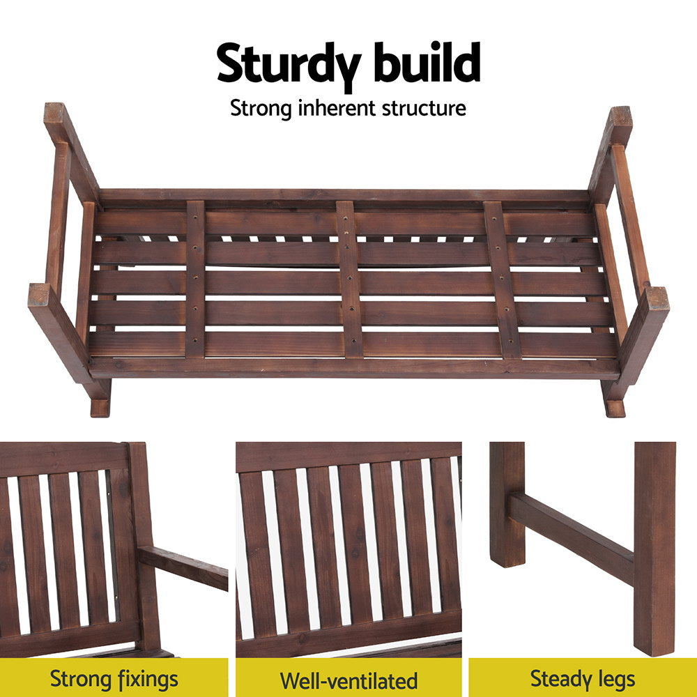 Gardeon Outdoor Garden Bench Wooden 2 Seater Lounge Chair Patio Furniture Brown Chez Guru