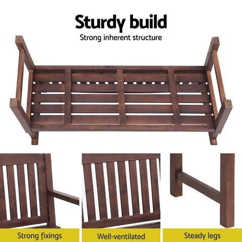 Gardeon Outdoor Garden Bench Wooden 2 Seater Lounge Chair Patio Furniture Brown Chez Guru