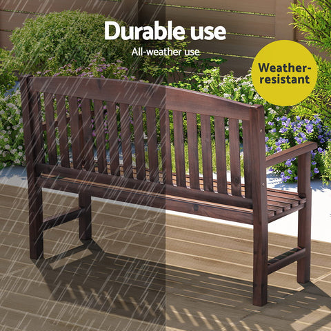 Gardeon Outdoor Garden Bench Wooden 2 Seater Lounge Chair Patio Furniture Brown Chez Guru