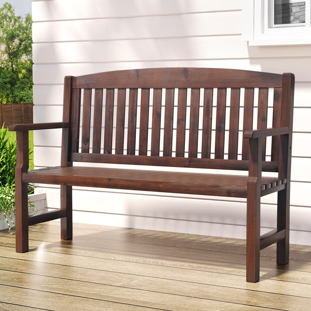 Gardeon Outdoor Garden Bench Wooden 2 Seater Lounge Chair Patio Furniture Brown Chez Guru