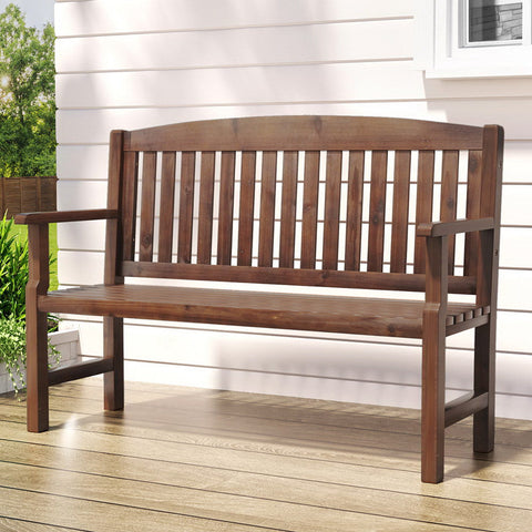 Gardeon Outdoor Garden Bench Wooden 2 Seater Lounge Chair Patio Furniture Brown Chez Guru