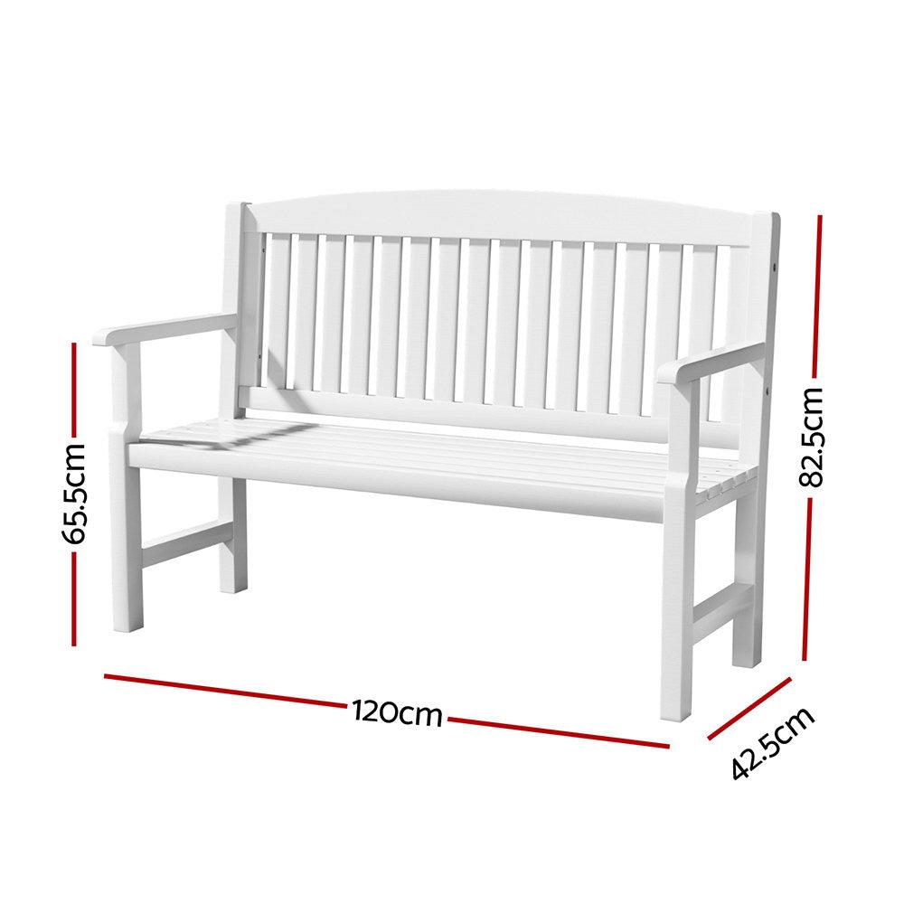 Gardeon Outdoor Garden Bench Wooden 2 Seater Lounge Chair Patio Furniture White Chez Guru