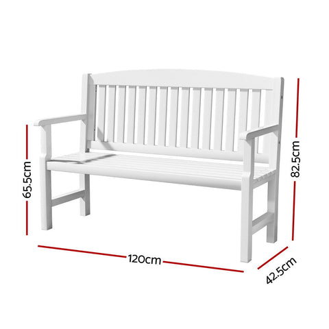 Gardeon Outdoor Garden Bench Wooden 2 Seater Lounge Chair Patio Furniture White Chez Guru