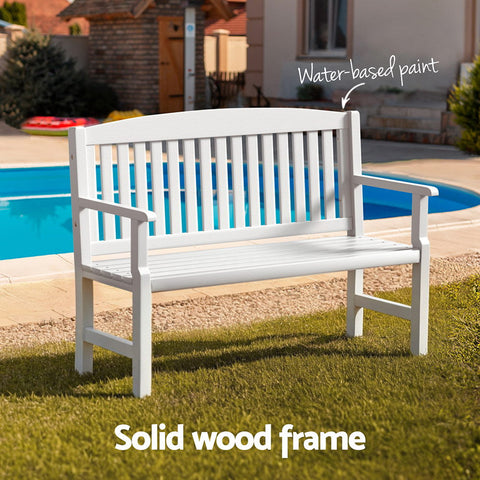 Gardeon Outdoor Garden Bench Wooden 2 Seater Lounge Chair Patio Furniture White Chez Guru