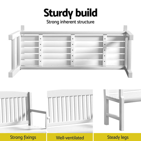 Gardeon Outdoor Garden Bench Wooden 2 Seater Lounge Chair Patio Furniture White Chez Guru