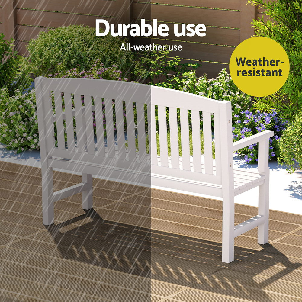 Gardeon Outdoor Garden Bench Wooden 2 Seater Lounge Chair Patio Furniture White Chez Guru