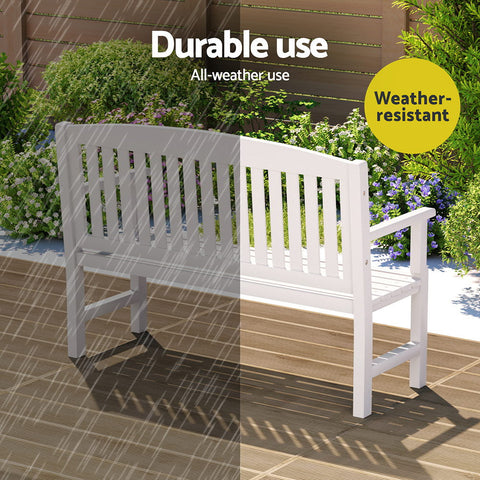 Gardeon Outdoor Garden Bench Wooden 2 Seater Lounge Chair Patio Furniture White Chez Guru