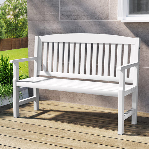 Gardeon Outdoor Garden Bench Wooden 2 Seater Lounge Chair Patio Furniture White Chez Guru