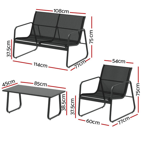 Gardeon Outdoor Sofa Set Lounge Setting Textilene Table and Chairs Garden Patio Furniture Chez Guru