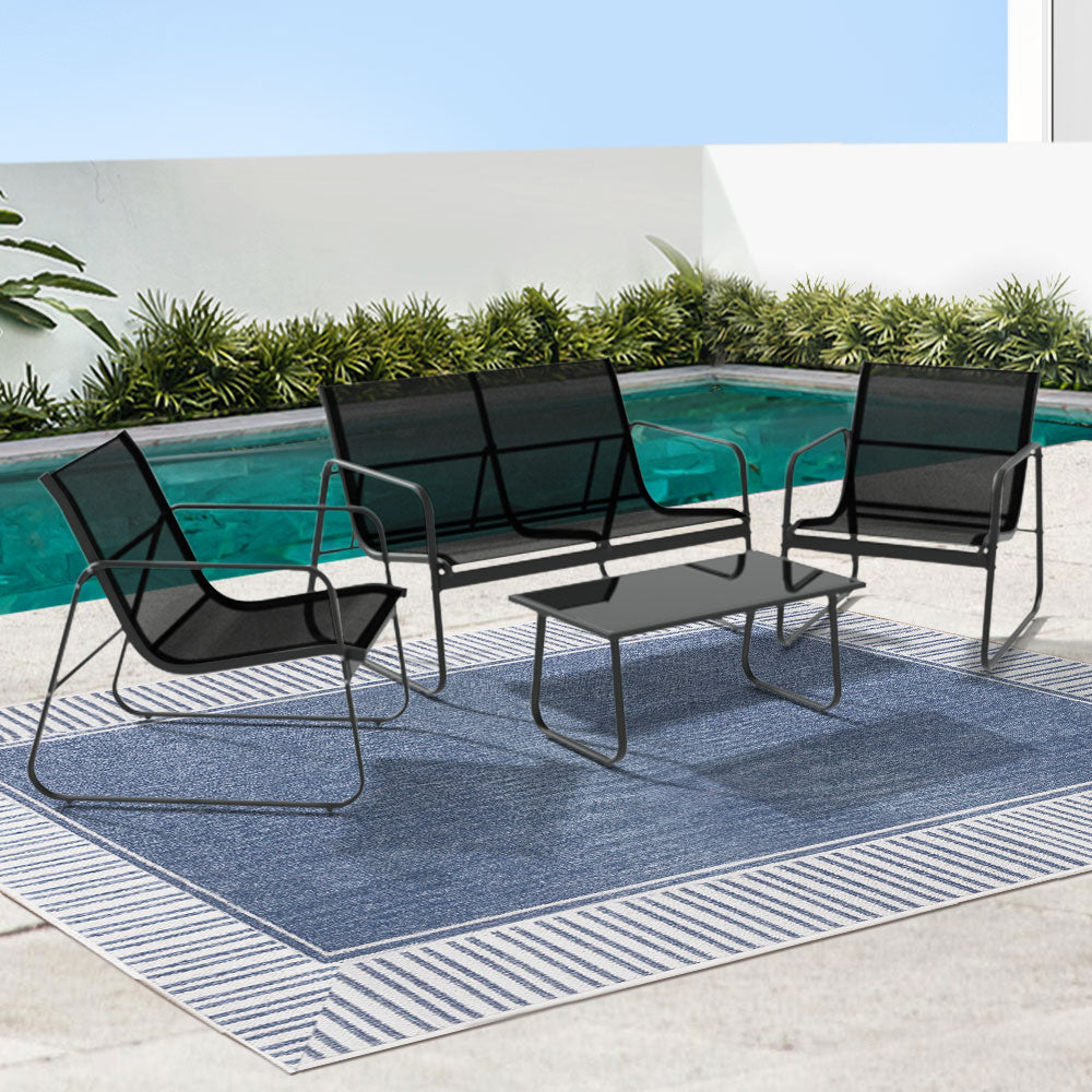Gardeon Outdoor Sofa Set Lounge Setting Textilene Table and Chairs Garden Patio Furniture Chez Guru