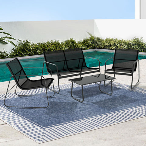 Gardeon Outdoor Sofa Set Lounge Setting Textilene Table and Chairs Garden Patio Furniture Chez Guru
