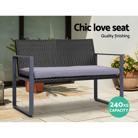 Gardeon 4 PCS Outdoor Sofa Set Rattan Furniture with Storage Cover Chairs Black Chez Guru