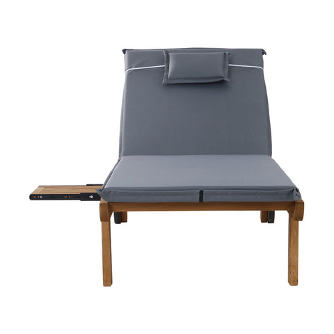 Gardeon Sun Lounge Wooden Lounger Outdoor Furniture Day Bed Wheels Patio Grey Chez Guru
