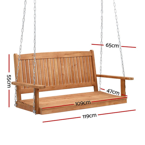 Gardeon Porch Swing Chair With Chain Outdoor Furniture Wooden Bench 2 Seater Chez Guru