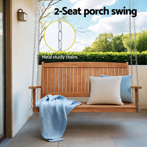 Gardeon Porch Swing Chair With Chain Outdoor Furniture Wooden Bench 2 Seater Chez Guru