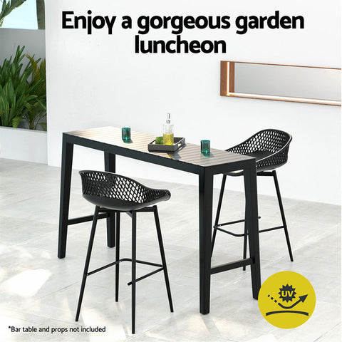Gardeon 2x Outdoor Bar Stools Plastic Black Chez Guru