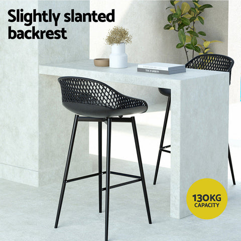 Gardeon 2x Outdoor Bar Stools Plastic Black Chez Guru