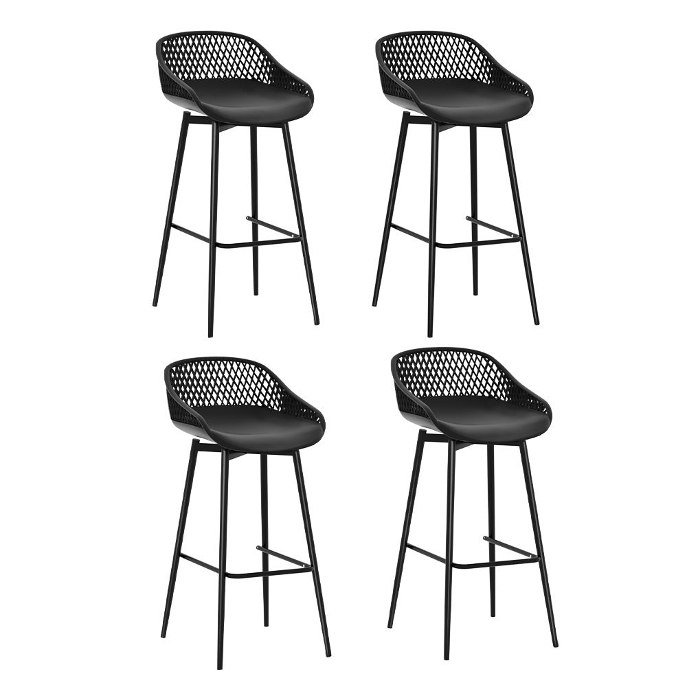 Gardeon 4x Outdoor Bar Stools Plastic Black Chez Guru