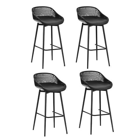 Gardeon 4x Outdoor Bar Stools Plastic Black Chez Guru