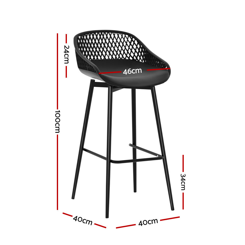 Gardeon 4x Outdoor Bar Stools Plastic Black Chez Guru