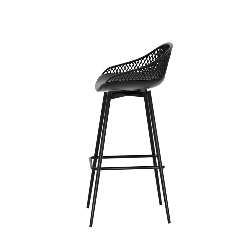 Gardeon 4x Outdoor Bar Stools Plastic Black Chez Guru