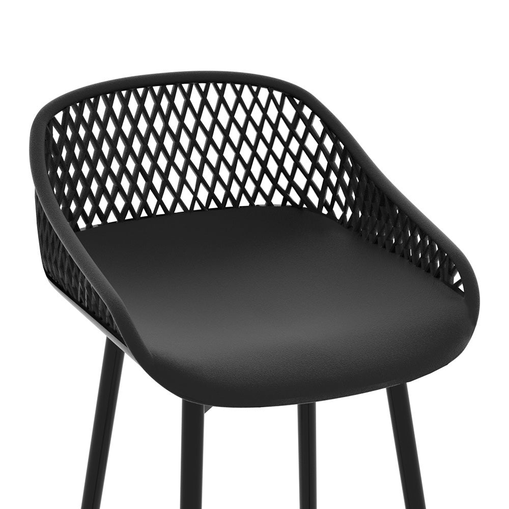 Gardeon 4x Outdoor Bar Stools Plastic Black Chez Guru