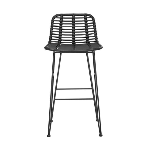 Gardeon 2x Outdoor Bar Stools Rattan Black Chez Guru