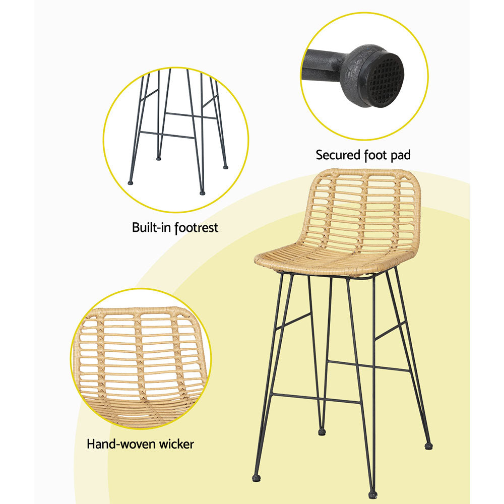 Gardeon 3-Piece Outdoor Bar Set Wicker Table Chairs Patio Bistro Chez Guru