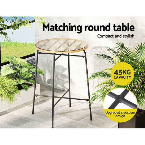Gardeon 3-Piece Outdoor Bar Set Wicker Table Chairs Patio Bistro Chez Guru