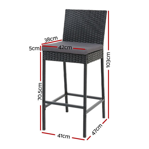 Gardeon 2-Piece Outdoor Bar Stools Dining Chair Bar Stools Rattan Furniture Chez Guru