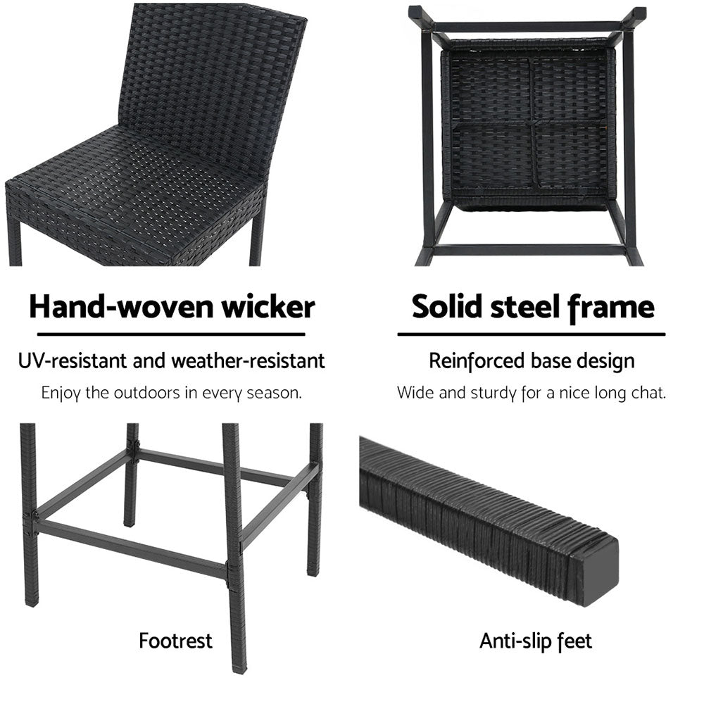 Gardeon 2-Piece Outdoor Bar Stools Dining Chair Bar Stools Rattan Furniture Chez Guru
