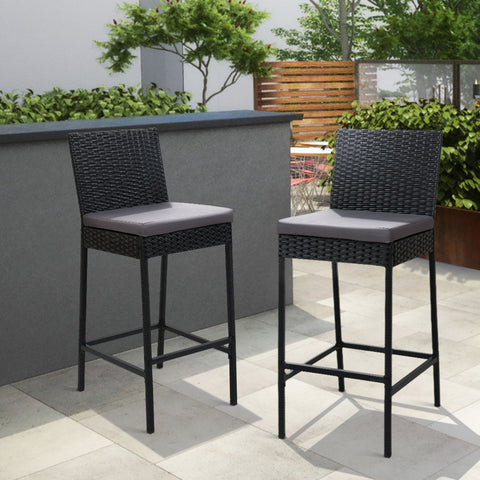 Gardeon 2-Piece Outdoor Bar Stools Dining Chair Bar Stools Rattan Furniture Chez Guru
