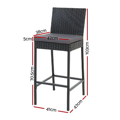 Gardeon 4-Piece Outdoor Bar Stools Dining Chair Bar Stools Rattan Furniture - Chez Guru