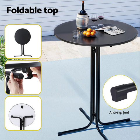 Gardeon 3PC Outdoor Bar Set Stools Dining Chairs Table Patio Furniture Bistro Set Black