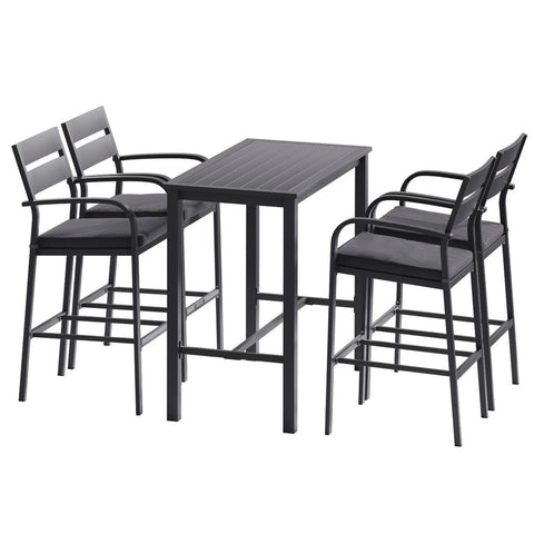 Gardeon Outdoor Bar Set 5-Piece Patio Dining Chairs Aluminium Table Stools Chez Guru