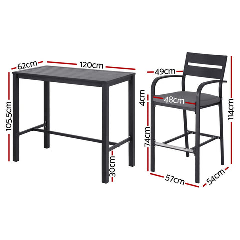 Gardeon Outdoor Bar Set 5-Piece Patio Dining Chairs Aluminium Table Stools Chez Guru