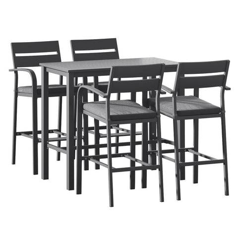 Gardeon Outdoor Bar Set 5-Piece Patio Dining Chairs Aluminium Table Stools Chez Guru