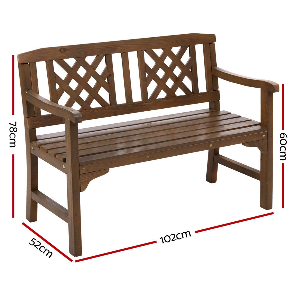 Gardeon Outdoor Garden Bench Wooden Chair 2 Seat Patio Furniture Lounge Natural Chez Guru